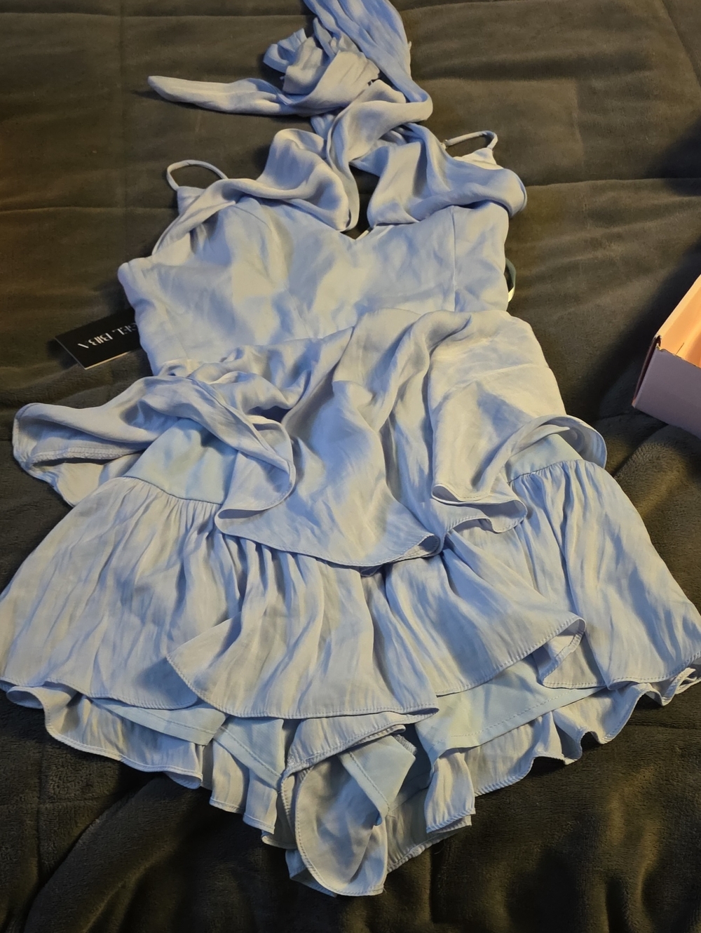 Angel Biba Light Blue Ruffle Halter Dress
